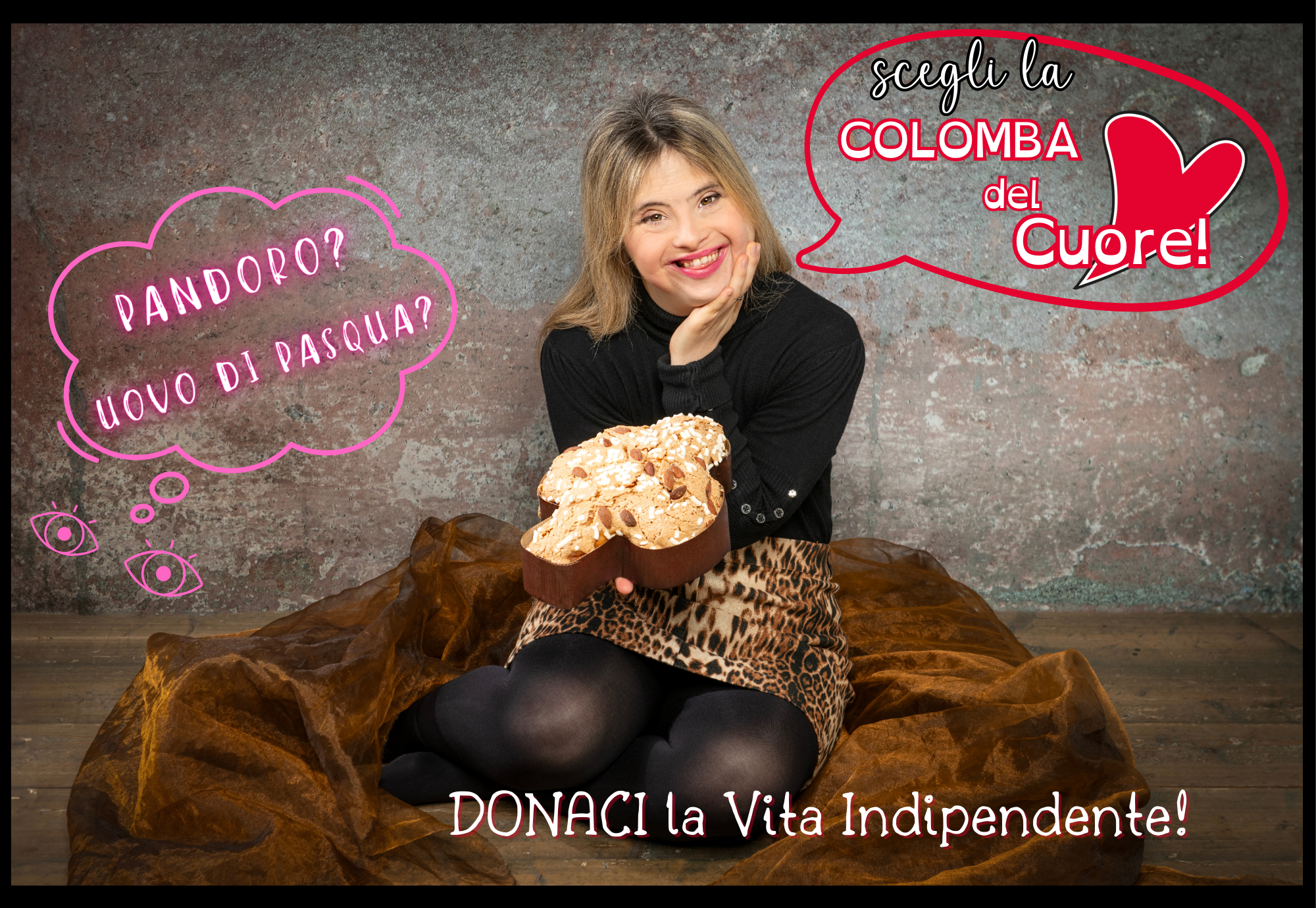 Silvia con la colomba del cuore
